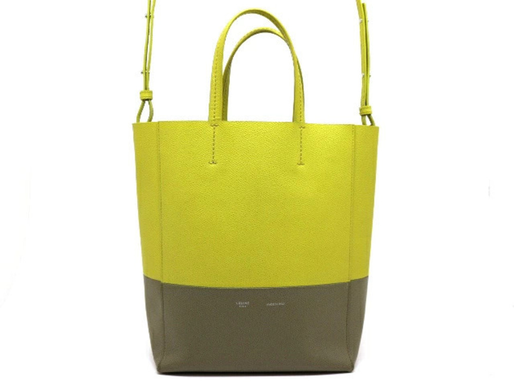 Celine Cabas Tote Bag Yellow Gray Bicolor Leather